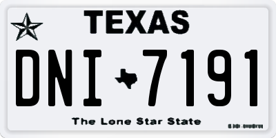 TX license plate DNI7191