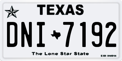 TX license plate DNI7192
