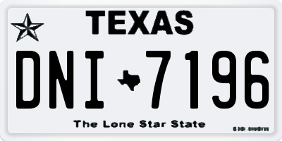 TX license plate DNI7196
