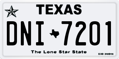 TX license plate DNI7201