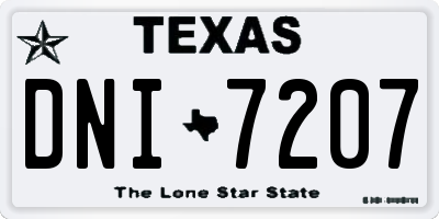 TX license plate DNI7207