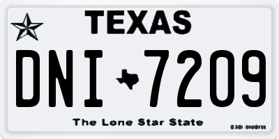 TX license plate DNI7209