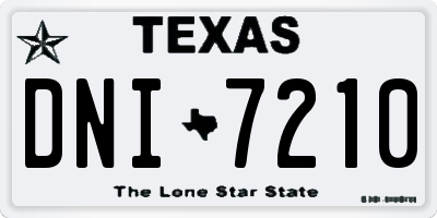TX license plate DNI7210