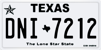 TX license plate DNI7212