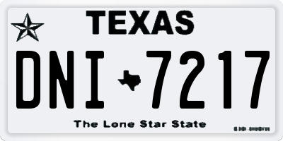 TX license plate DNI7217