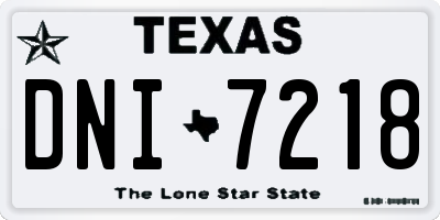 TX license plate DNI7218