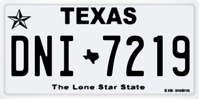 TX license plate DNI7219