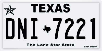 TX license plate DNI7221