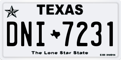 TX license plate DNI7231