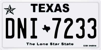 TX license plate DNI7233
