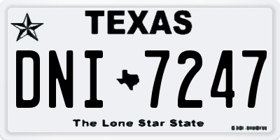 TX license plate DNI7247