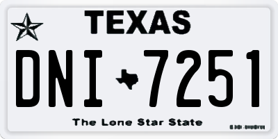TX license plate DNI7251