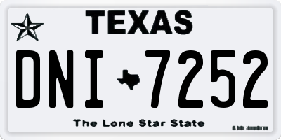 TX license plate DNI7252