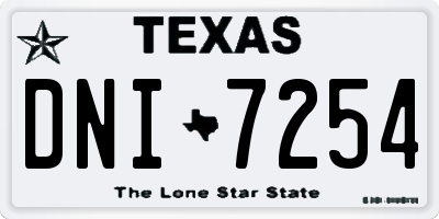 TX license plate DNI7254