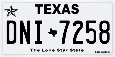 TX license plate DNI7258