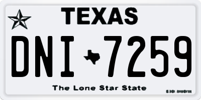 TX license plate DNI7259
