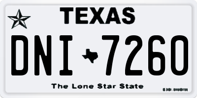 TX license plate DNI7260