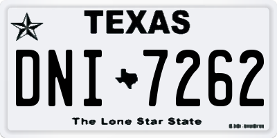 TX license plate DNI7262