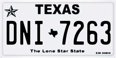 TX license plate DNI7263