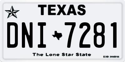 TX license plate DNI7281