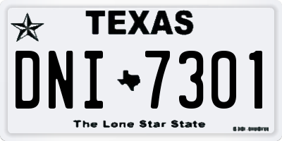 TX license plate DNI7301