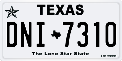 TX license plate DNI7310