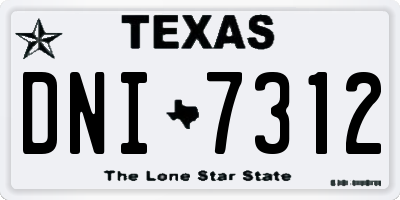 TX license plate DNI7312