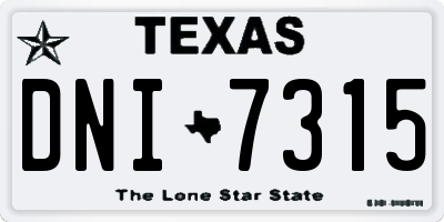 TX license plate DNI7315