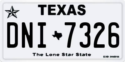 TX license plate DNI7326