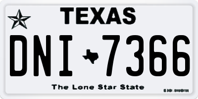 TX license plate DNI7366