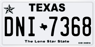 TX license plate DNI7368