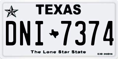 TX license plate DNI7374