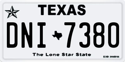 TX license plate DNI7380