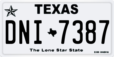 TX license plate DNI7387