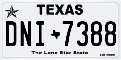 TX license plate DNI7388