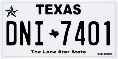 TX license plate DNI7401