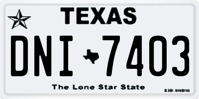 TX license plate DNI7403
