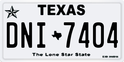 TX license plate DNI7404