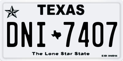 TX license plate DNI7407