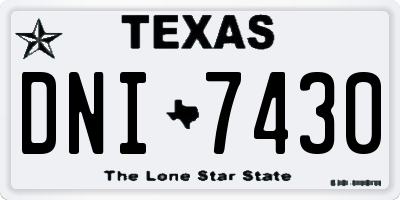 TX license plate DNI7430