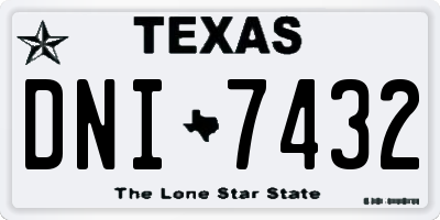 TX license plate DNI7432