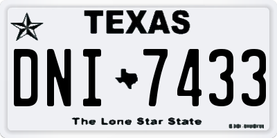 TX license plate DNI7433