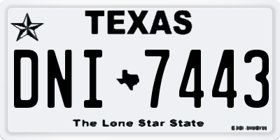 TX license plate DNI7443