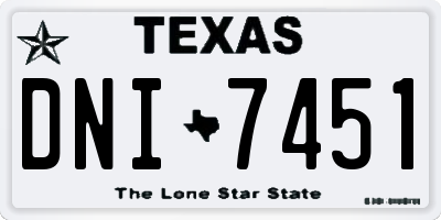 TX license plate DNI7451