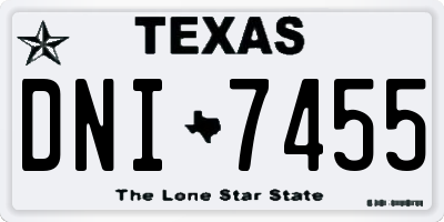TX license plate DNI7455