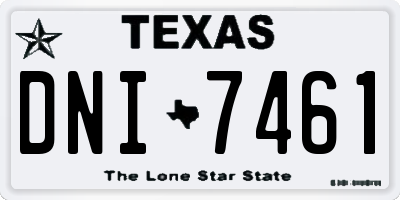 TX license plate DNI7461