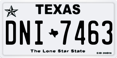 TX license plate DNI7463