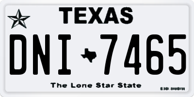 TX license plate DNI7465