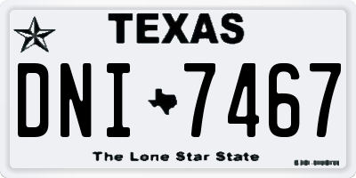 TX license plate DNI7467