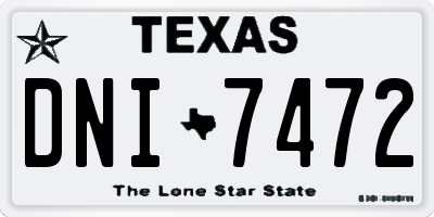 TX license plate DNI7472